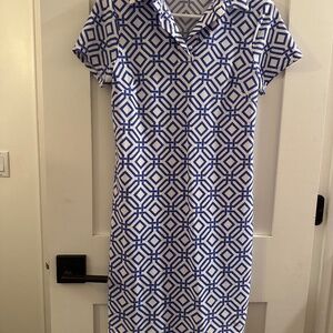 Jude Connally Blue and White Dress